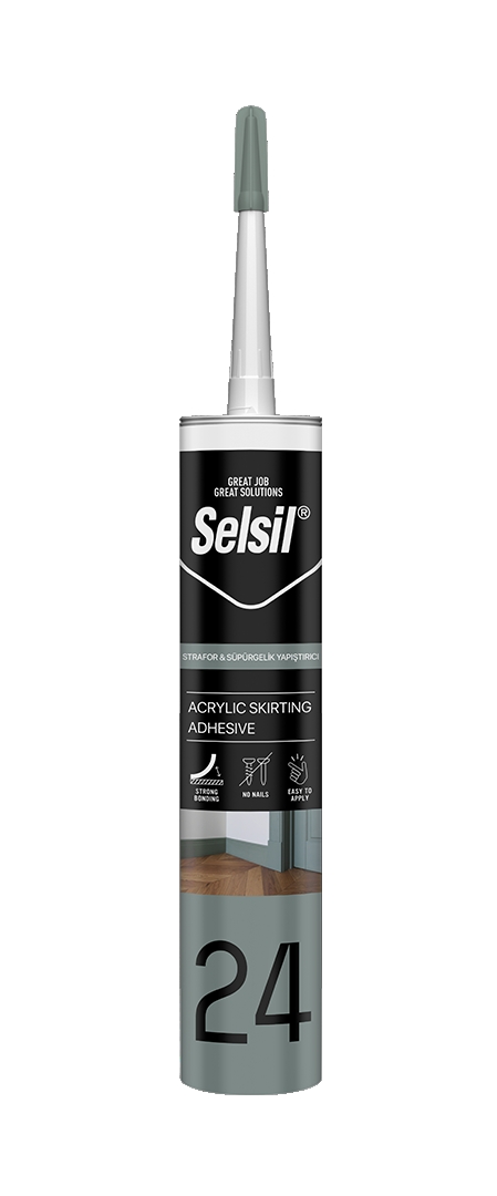 SELSİL STRAFOR VE SÜPÜRGELİK YAPIŞTIRICI AKRİLİK MASTİK 290ML BEYAZ